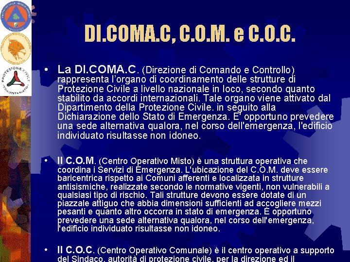 DI. COMA. C, C. O. M. e C. O. C. • La DI. COMA.