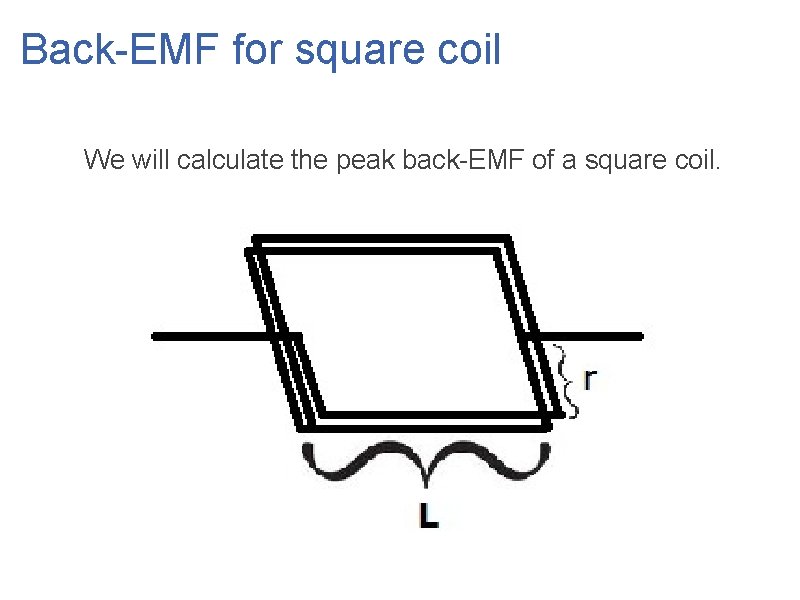 Back-EMF for square coil We will calculate the peak back-EMF of a square coil.