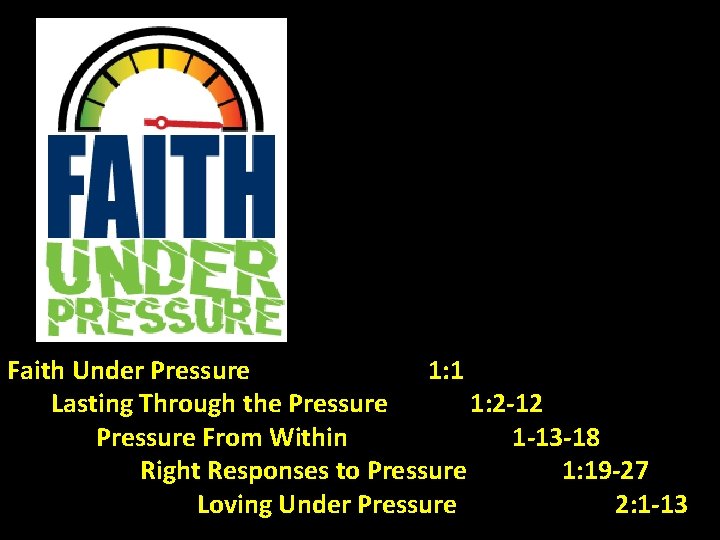 Faith Under Pressure 1: 1 Lasting Through the Pressure 1: 2 -12 Pressure From