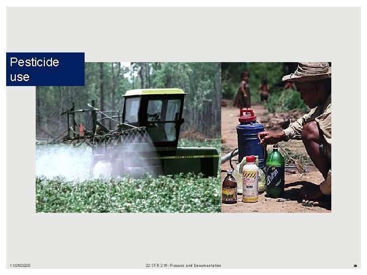 Pesticide use 11/26/2020 22 CFR 216: Process and Documentation 29 