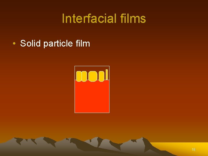 Interfacial films • Solid particle film 18 Interfacial films • Solid particle film 18