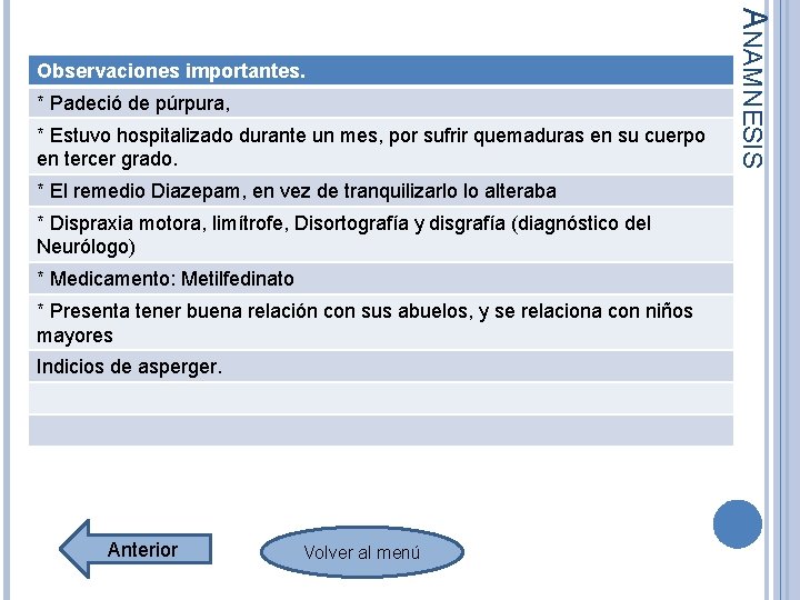 * Padeció de púrpura, * Estuvo hospitalizado durante un mes, por sufrir quemaduras en * Padeció de púrpura, * Estuvo hospitalizado durante un mes, por sufrir quemaduras en