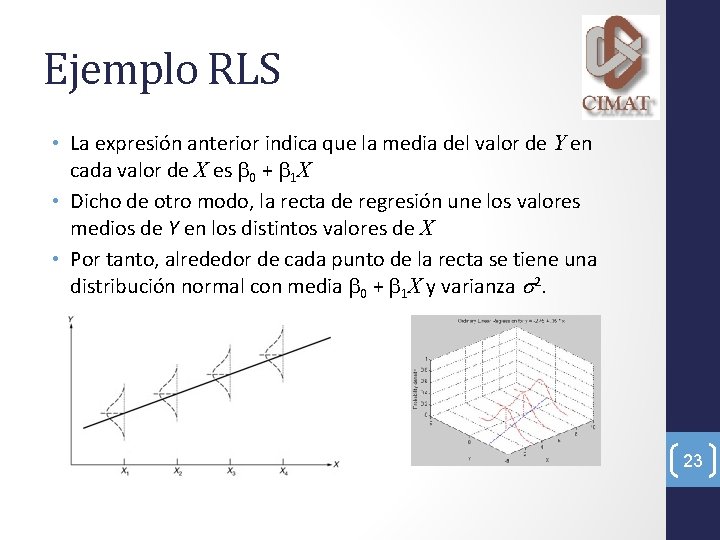 Ejemplo RLS • La expresión anterior indica que la media del valor de Y