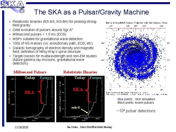 The SKA as a Pulsar/Gravity Machine • Relativistic binaries (NS-NS, NS-BH) for probing strongfield