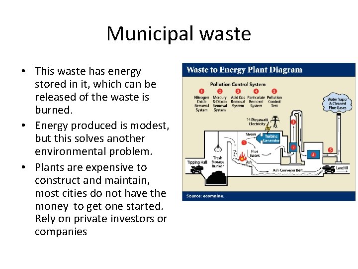 Municipal waste • This waste has energy stored in it, which can be released