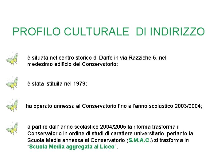 PROFILO CULTURALE DI INDIRIZZO è situata nel centro storico di Darfo in via Razziche