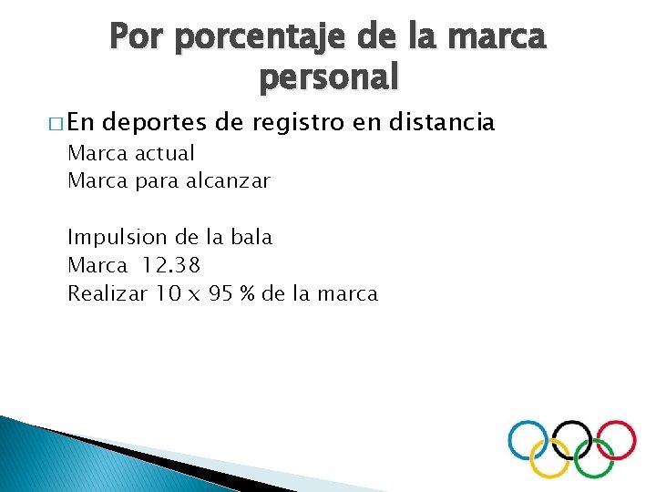� En Por porcentaje de la marca personal deportes de registro en distancia Marca