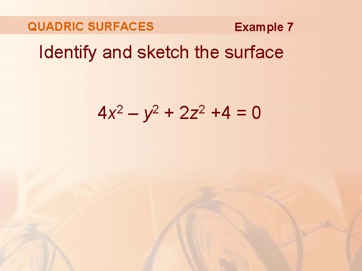 QUADRIC SURFACES Example 7 Identify and sketch the surface 4 x 2 – y