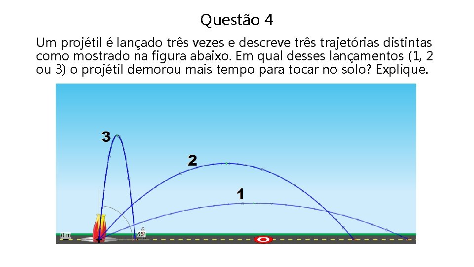 Questão 4 Um projétil é lançado três vezes e descreve três trajetórias distintas como Questão 4 Um projétil é lançado três vezes e descreve três trajetórias distintas como