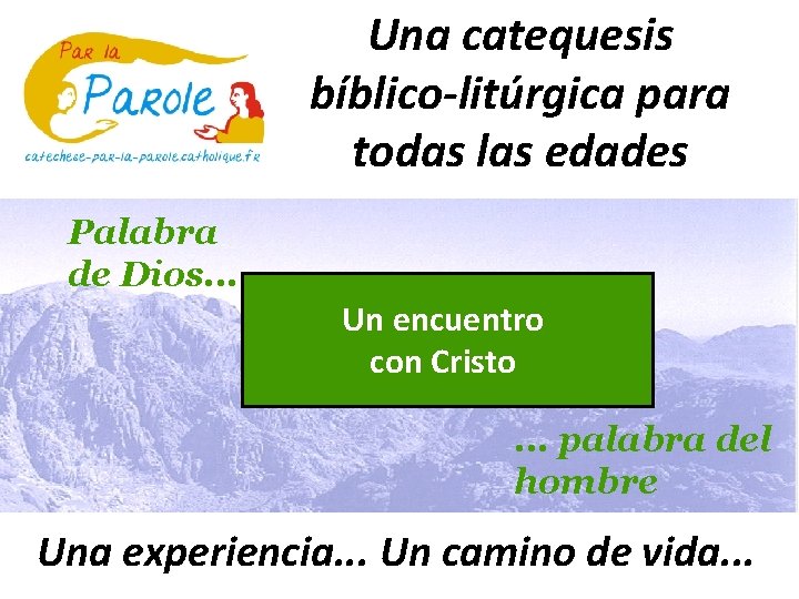 Una catequesis bíblico-litúrgica para todas las edades Palabra de Dios. . . Un encuentro