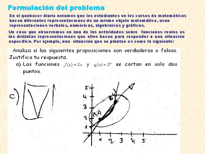 Formulación del problema En el quehacer diario notamos que los estudiantes en los cursos