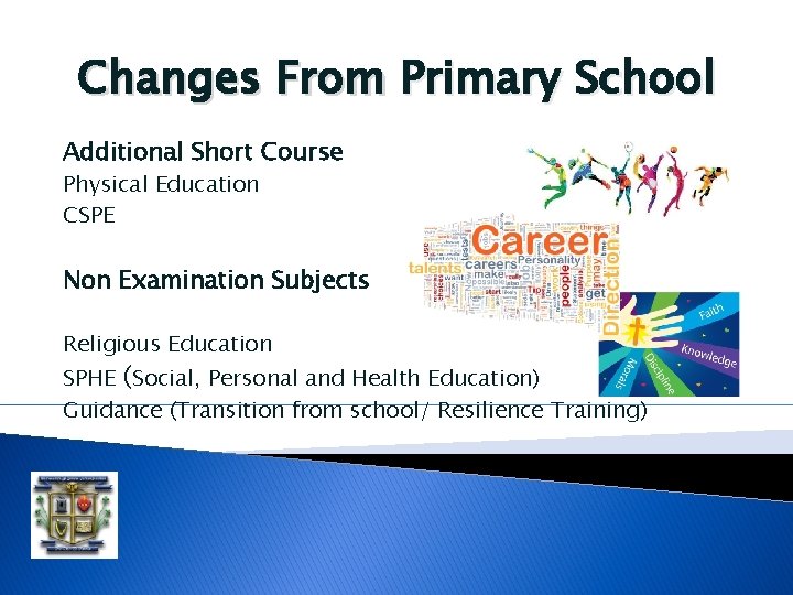Changes From Primary School Additional Short Course Physical Education CSPE Non Examination Subjects Religious Changes From Primary School Additional Short Course Physical Education CSPE Non Examination Subjects Religious