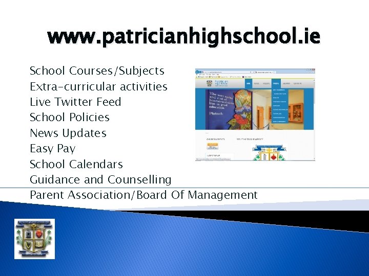 www. patricianhighschool. ie School Courses/Subjects Extra-curricular activities Live Twitter Feed School Policies News Updates www. patricianhighschool. ie School Courses/Subjects Extra-curricular activities Live Twitter Feed School Policies News Updates