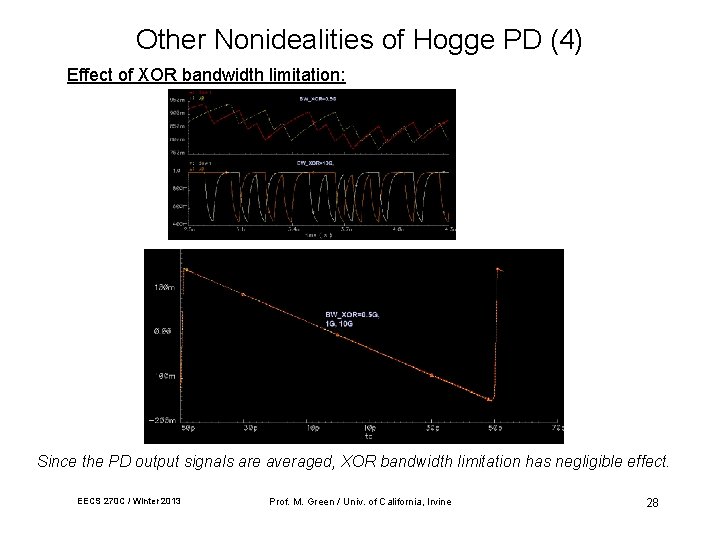 Other Nonidealities of Hogge PD (4) Effect of XOR bandwidth limitation: Since the PD Other Nonidealities of Hogge PD (4) Effect of XOR bandwidth limitation: Since the PD