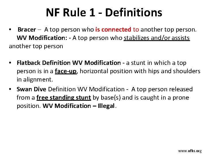 NF Rule 1 - Definitions • Bracer – A top person who is connected NF Rule 1 - Definitions • Bracer – A top person who is connected