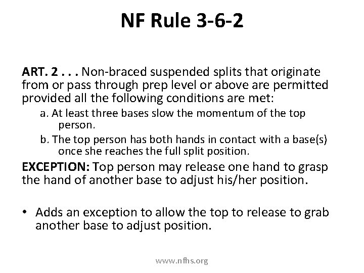 NF Rule 3 -6 -2 ART. 2. . . Non braced suspended splits that NF Rule 3 -6 -2 ART. 2. . . Non braced suspended splits that