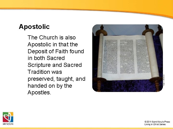 The Church is also Apostolic in that the Deposit of Faith found in both