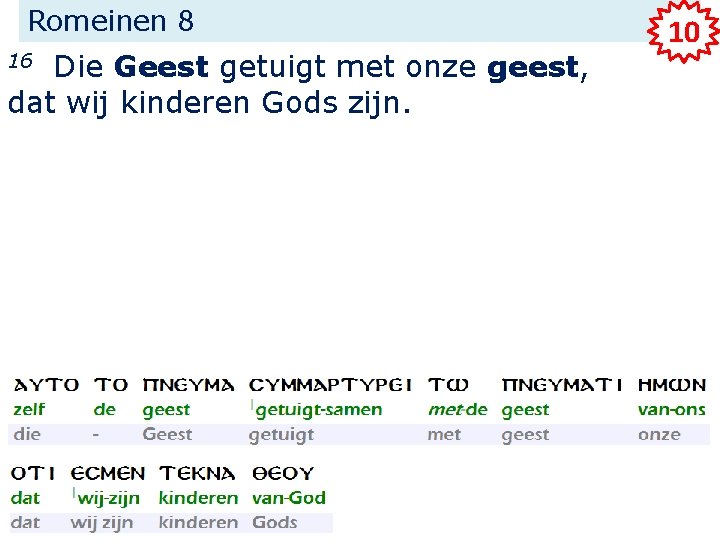 Romeinen 8 Die Geest getuigt met onze geest, dat wij kinderen Gods zijn. 16