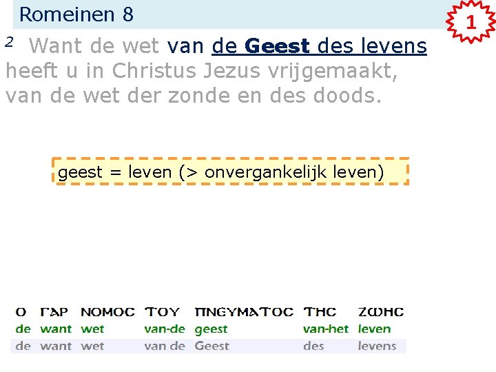 Romeinen 8 Want de wet van de Geest des levens heeft u in Christus