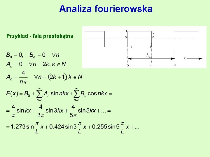 Analiza fourierowska Przykład - fala prostokątna 