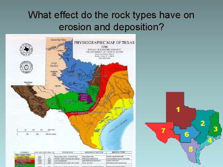 What effect do the rock types have on erosion and deposition? 