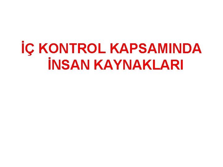 İÇ KONTROL KAPSAMINDA İNSAN KAYNAKLARI 