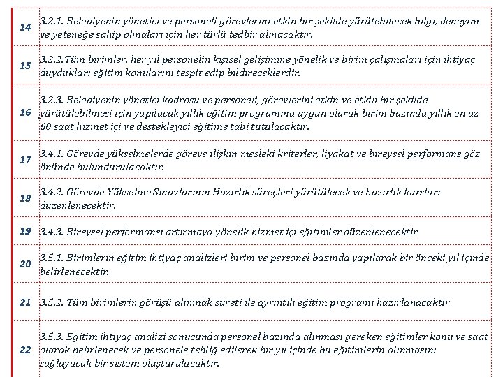 14 3. 2. 1. Belediyenin yönetici ve personeli görevlerini etkin bir şekilde yürütebilecek bilgi,