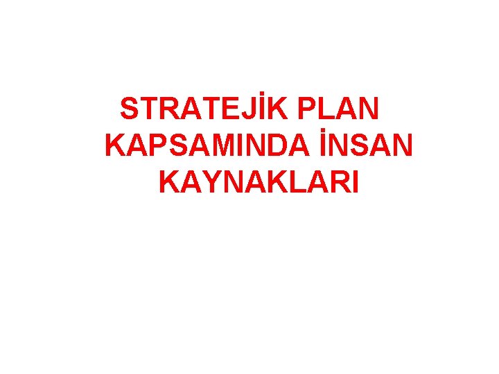 STRATEJİK PLAN KAPSAMINDA İNSAN KAYNAKLARI 