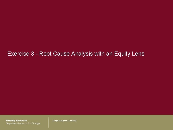 Exercise 3 - Root Cause Analysis with an Equity Lens Diagnosing the Disparity 