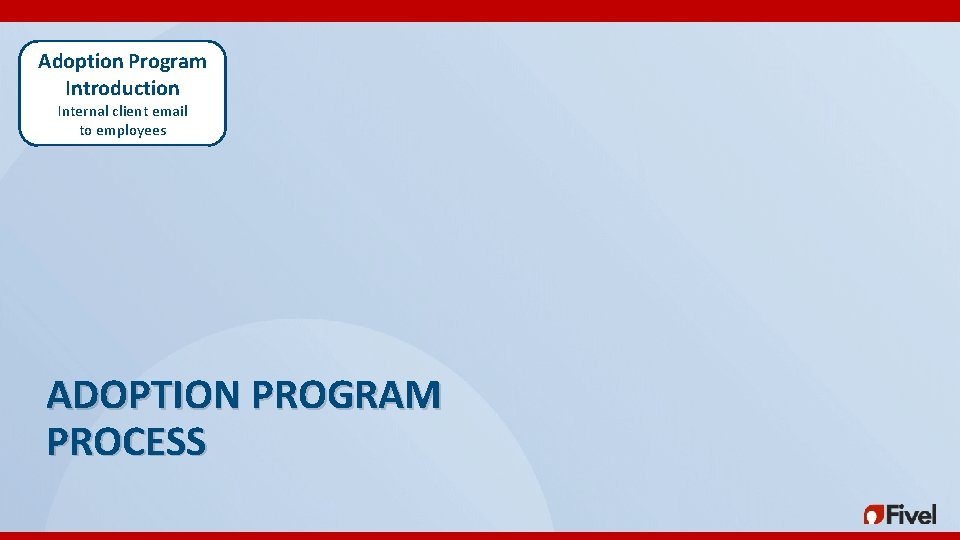 Adoption Program Introduction Internal client email to employees ADOPTION PROGRAM PROCESS Adoption Program Introduction Internal client email to employees ADOPTION PROGRAM PROCESS