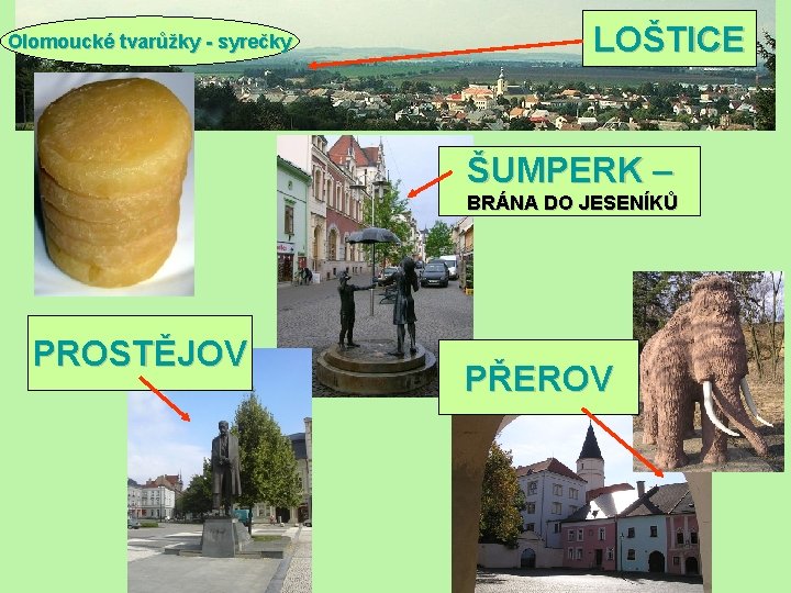 Olomoucké tvarůžky - syrečky LOŠTICE ŠUMPERK – BRÁNA DO JESENÍKŮ PROSTĚJOV PŘEROV 