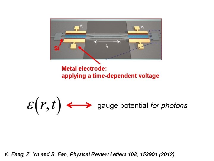 Si Metal electrode: applying a time-dependent voltage gauge potential for photons K. Fang, Z.