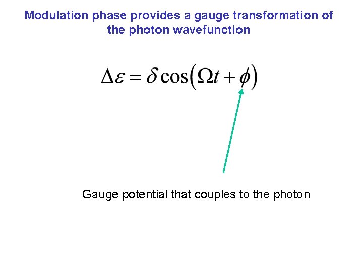 Modulation phase provides a gauge transformation of the photon wavefunction Gauge potential that couples