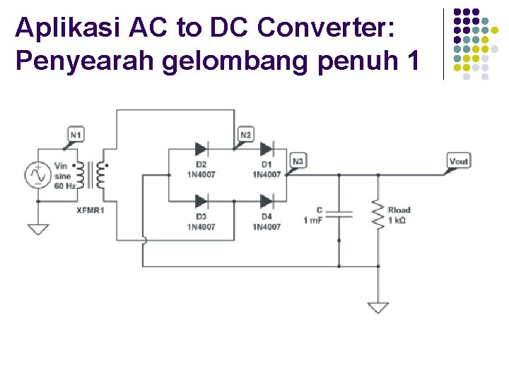 Aplikasi AC to DC Converter: Penyearah gelombang penuh 1 