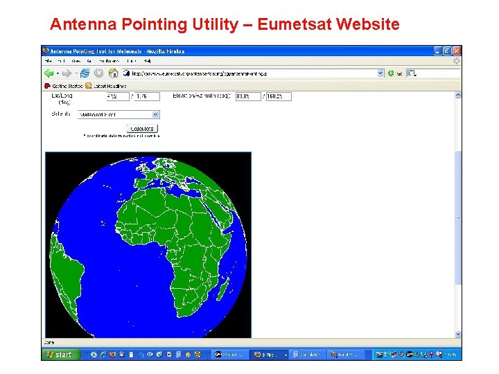 Antenna Pointing Utility – Eumetsat Website 