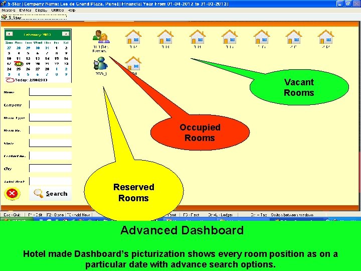 Vacant Rooms Occupied Rooms Reserved Rooms Advanced Dashboard Hotel made Dashboard’s picturization shows every
