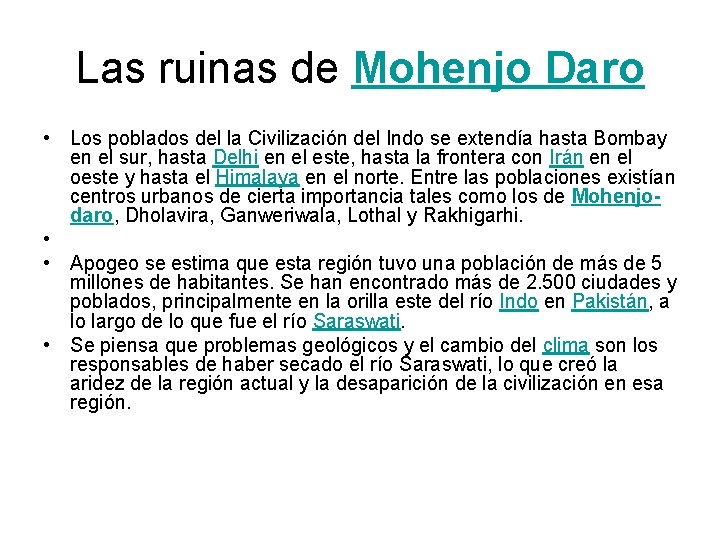 Las ruinas de Mohenjo Daro • Los poblados del la Civilización del Indo se