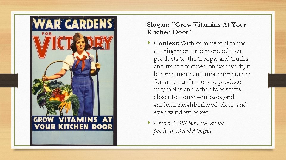 Slogan: "Grow Vitamins At Your Kitchen Door" • Context: With commercial farms steering more