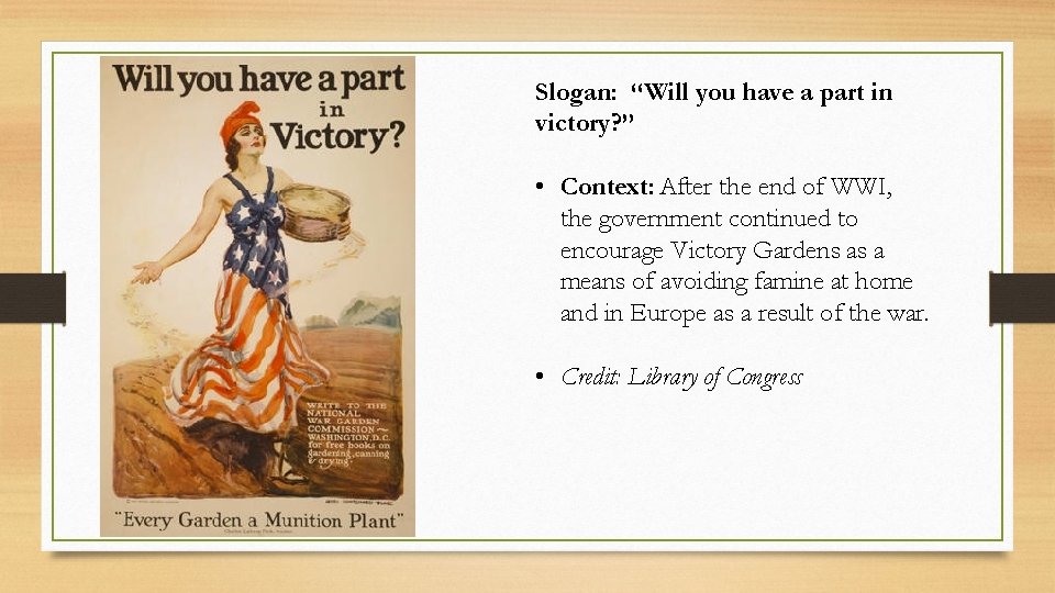 Slogan: “Will you have a part in victory? ” • Context: After the end