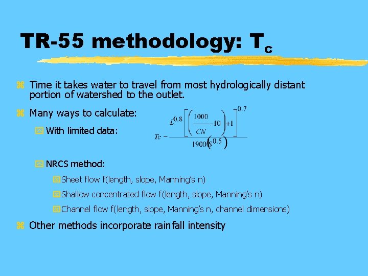 Win Tr55 Introduction And Background Z Objectives The