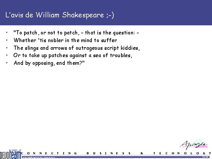 L’avis de William Shakespeare ; -) • • • "To patch, or not to L’avis de William Shakespeare ; -) • • • "To patch, or not to