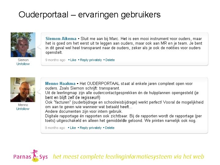 Ouderportaal – ervaringen gebruikers 