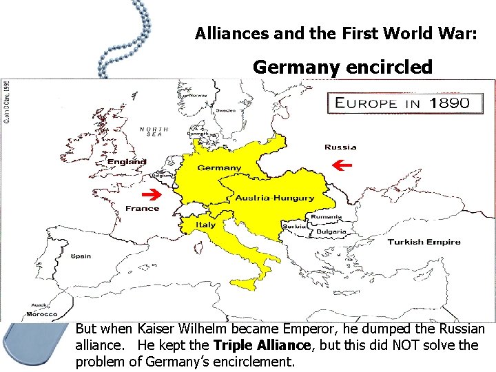 Alliances and the First World War: Germany encircled But when Kaiser Wilhelm became Emperor,