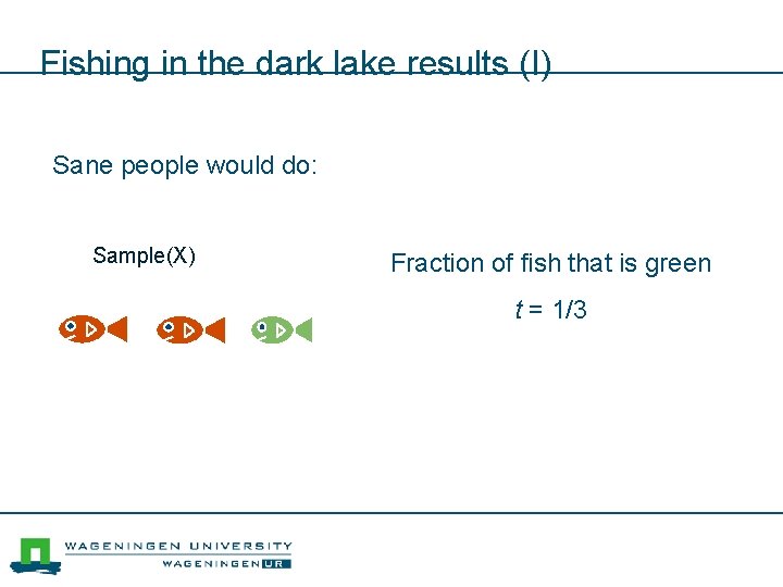 Fishing in the dark lake results (I) Sane people would do: Sample(X) Fraction of