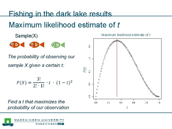 Fishing in the dark lake results Maximum likelihood estimate of t Sample(X) P(t)) t