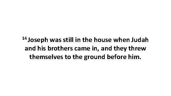 14 Joseph was still in the house when Judah and his brothers came in,