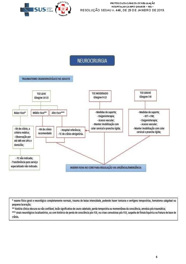 PROTOCOLOS CLÍNICOS DE REGULAÇÃO HOSPITALAR CAMPO GRANDE – MS – RESOLUÇÃO SESAU n. 446,