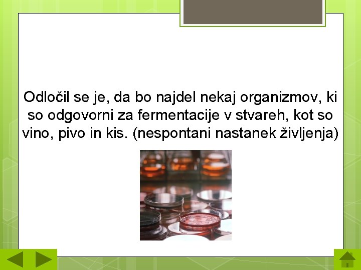 Odločil se je, da bo najdel nekaj organizmov, ki so odgovorni za fermentacije v