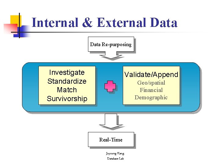 Internal & External Data Re-purposing Investigate Standardize Match Survivorship Validate/Append Geo/spatial Financial Demographic Real-Time