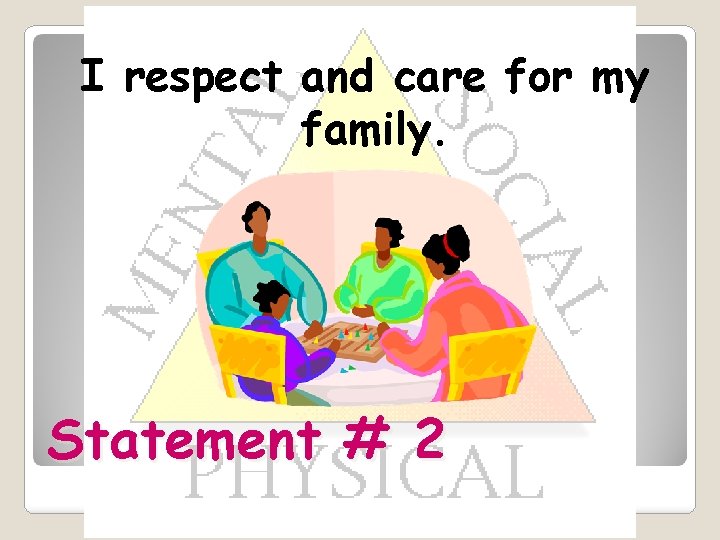 I respect and care for my family. Statement # 2 